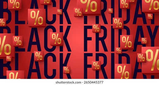 Un cartel moderno y luminoso para llamar la atención sobre la venta de bienes. Un cartel hermoso para anunciar una tienda o Sitio web. Descuentos en productos y servicios. Diseño conciso y elegante. Viernes Negro.