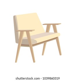 Bright modern sofa on a white background. Icon. Isolated object for interior. Soft stylish furniture. Vector illustration.