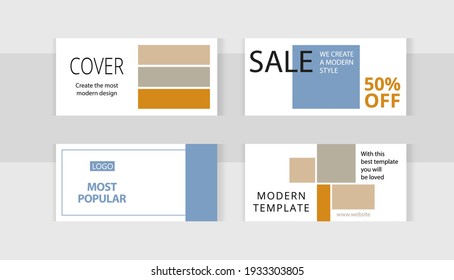 Bright modern style. Set of editable horizontal photo collage banners. Minimalist instagram templates for social media posting and online advertising. Trend vector illustration.