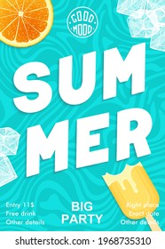 Bright and modern Summer party poster. Vector graphics