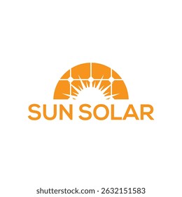Bright and modern Sun Solar logo featuring a radiant sun and sleek solar panel elements, ideal for clean energy companies, solar installers, and eco-conscious technology brands.
