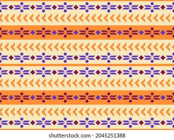 Bright modern template with geometric ethnic ornament. Seamless vector pattern with folk motives of the Aztecs, Mexicans, Mayans, Peruvians. Decorative print for textiles, paper. 