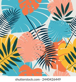 Bright modern tropical seamless pattern. Summer print. Vector.