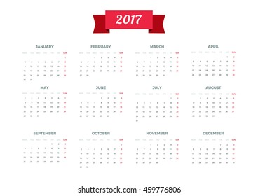 Bright Modern white Calendar for 2017. Week Starts Monday. Crear design Vector illustration. - Powered by Shutterstock - Get 15% off with code: PIKWIZARD15