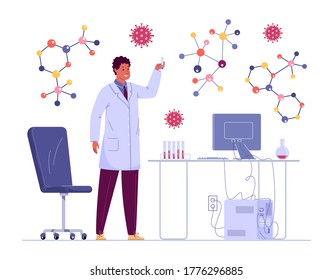 In a bright, modernly equipped laboratory, a young microbiologist is working on a new medicine. We got the formula!