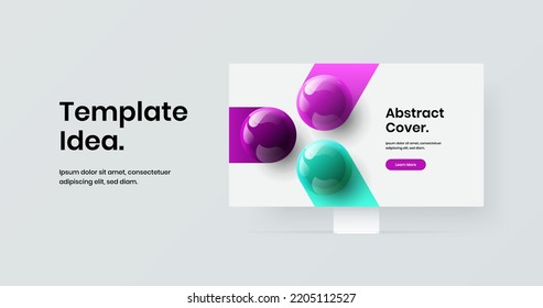 Bright monitor mockup site illustration. Simple website screen vector design layout.