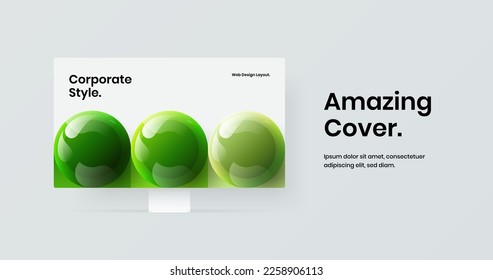 Bright monitor mockup site screen illustration. Creative presentation design vector template.