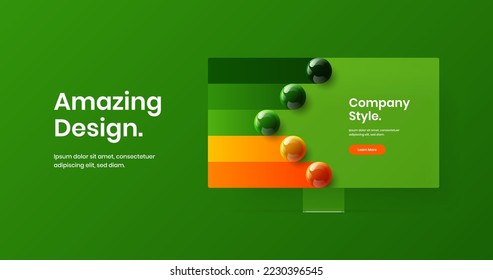 Bright monitor mockup web banner illustration. Original website screen design vector layout.