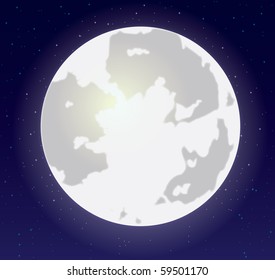 The bright moon against the night sky