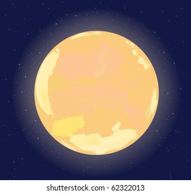 The bright moon against the night sky