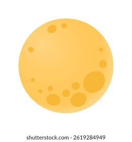 bright moon night, shining lunar flat vector