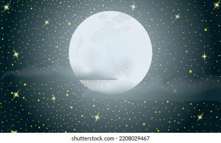 Bright moon starry sky vector graphics