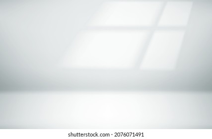 Bright morning interior with window flare on the wall. Realistic 3d vector illustration 
