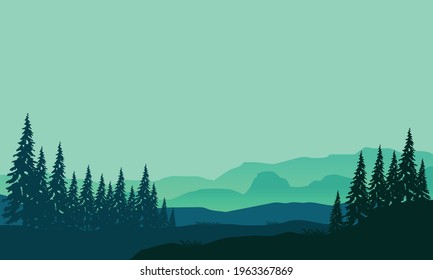 Bright morning skies with incredible natural scenery. Vector illustration of a city