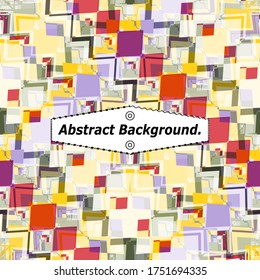 Bright mosaic background made of colorful curly fragments, zigzags, rhombuses, borders. Excellent as a background for the production of any printed product, web pages, advertising, or other design.