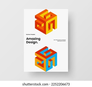 Plantilla de volante de hexágonos de mosaico brillante. Diseño vectorial de diseño de presentación limpio.