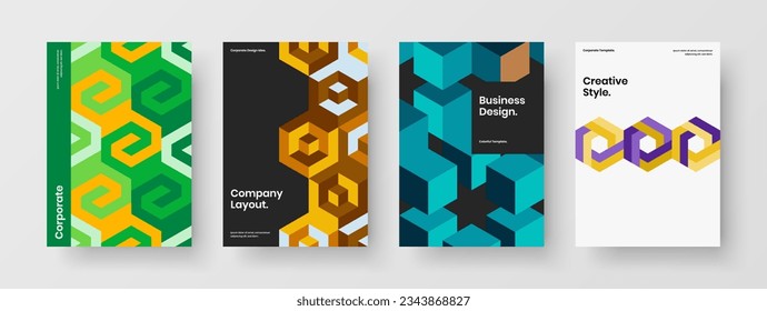 Conjunto de plantillas de portada del libro de patrones de mosaico brillante. Nuevo conjunto de concepto vectorial de diseño de postales.