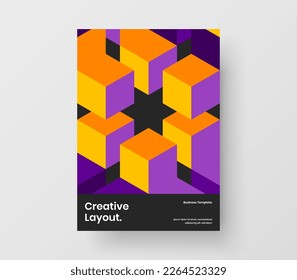 Bright mosaic pattern leaflet template. Creative flyer A4 design vector concept.