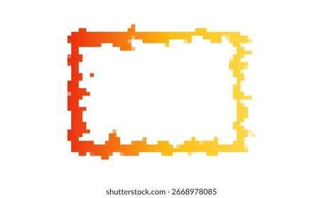 Marco de píxeles de mosaico brillante en rojo y amarillo con un estilo retro de 8 bits ideal para proyectos decorativos.