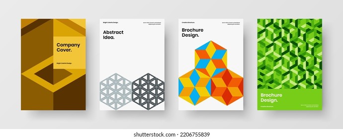 Bright mosaic shapes annual report template set. Abstract cover design vector layout collection.