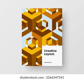 Bright mosaic shapes annual report concept. Creative booklet A4 vector design layout.