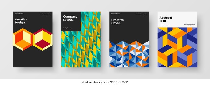 Bright mosaic shapes banner illustration composition. Colorful placard design vector layout set.