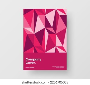 Bright mosaic shapes flyer template. Fresh company brochure A4 design vector illustration.