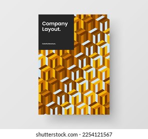 Bright mosaic shapes front page concept. Abstract pamphlet vector design template.