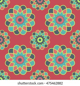 Bright mosaic spirograph vector background. Abstract colorful seamless pattern, vector background. Bright mosaic circle ornament. Graphic style for wallpaper, wrapping, fabric, background, prints