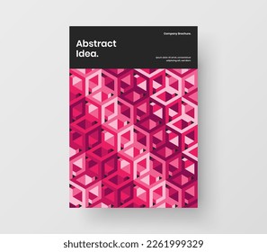 Bright mosaic tiles placard illustration. Vivid company identity A4 design vector concept.