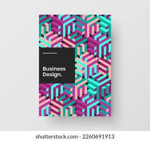 Bright mosaic tiles poster concept. Abstract corporate identity A4 vector design template.