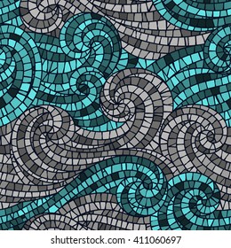 Bright mosaic vector seamless pattern. Modern illustration.