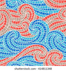 Bright mosaic vector seamless pattern. Modern illustration.