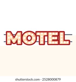 Bright motel sign is welcoming travelers with its retro design and lit bulbs