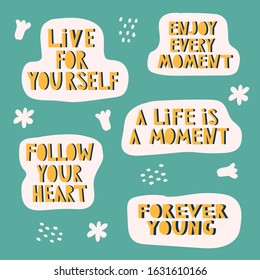 Bright motivational quote. Motivational quote poster. Inspirational quote. Simple flat vector cartoon illustration.