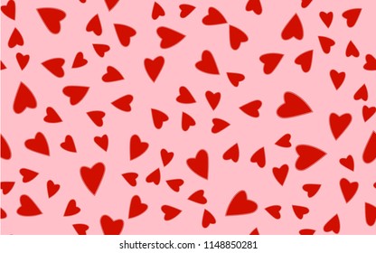 Bright motley pattern seamless from many different colorful red love festive hearts of gentle. Vector illustration.