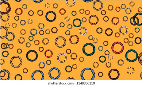 Bright motley pattern seamless texture of a multitude of different colorful circles of circles of diophragms abstract carved in fashionable colors.