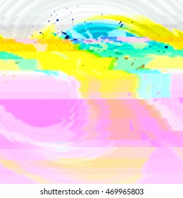 Bright multicolor background  in style glitch-art. Vector illustration.