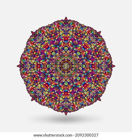 Bright multicolor circular kaleidoscope pattern