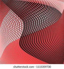 Bright multicolor geometric abstract halftone pattern. Dynamic lines and curves. Vector illustration with dots. Modern polka dots background