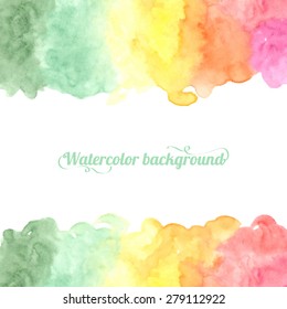 Bright multicolor hand drawn watercolor background. Vector illustration.