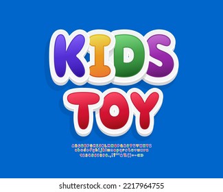 Bright multicolor label Kids Toy with modern 3D font sticker style