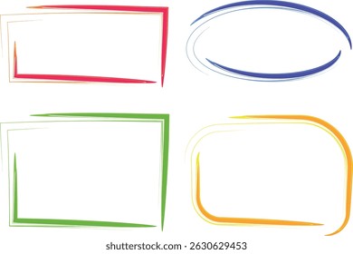 bright multicolor line art abstract frames shapes collection