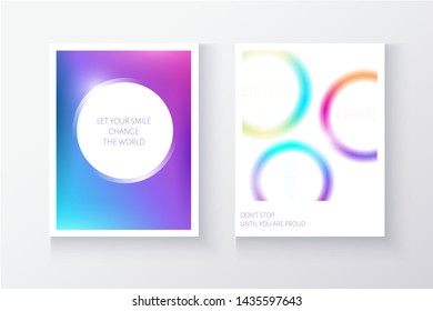 Bright multicolor modern gradient poster or card design with circles. Vibrant color transition. Vector illustration.