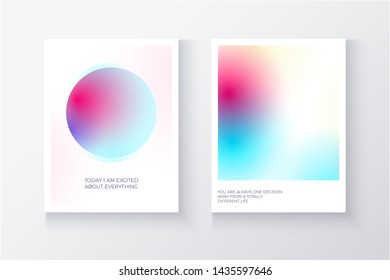 Bright multicolor modern gradient poster or card design with circles. Vibrant color transition. Vector illustration.