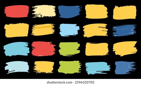 Bright Multicolor Paint Brush Stroke Elements