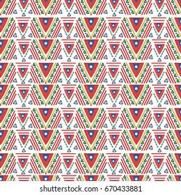 Bright multicolor vectorial geometric mexican seamless pattern