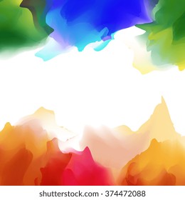 Bright multicolor watercolor background. Marble effect cover, petal, vector smoke, steam. Colourful template. Blank place for your text and web design.
Watercolor splatters. Vector illustration