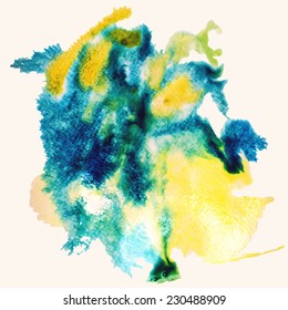 Bright multi-color watercolor spot, isolated on a  background.Vector illustration.