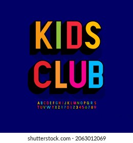 Bright multicolored 3D font and alphabet. Letters and numbers for greeting inscriptions and children cards. Vector illustration